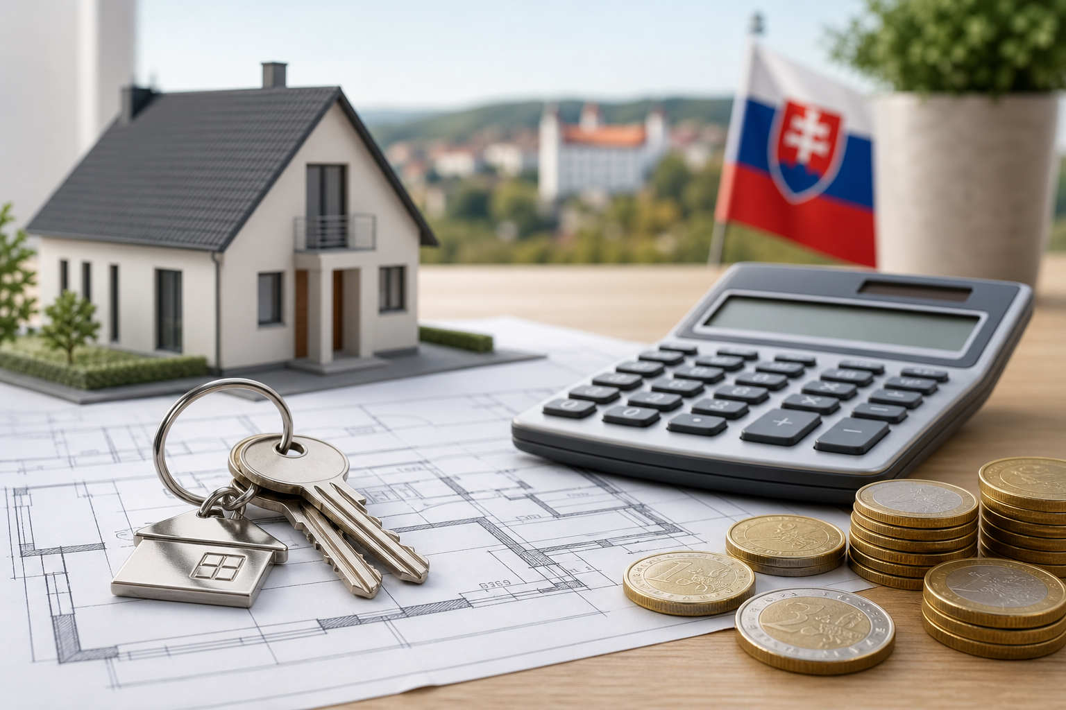 Hypotekárna kalkulačka — kľúče od domu a dokumenty