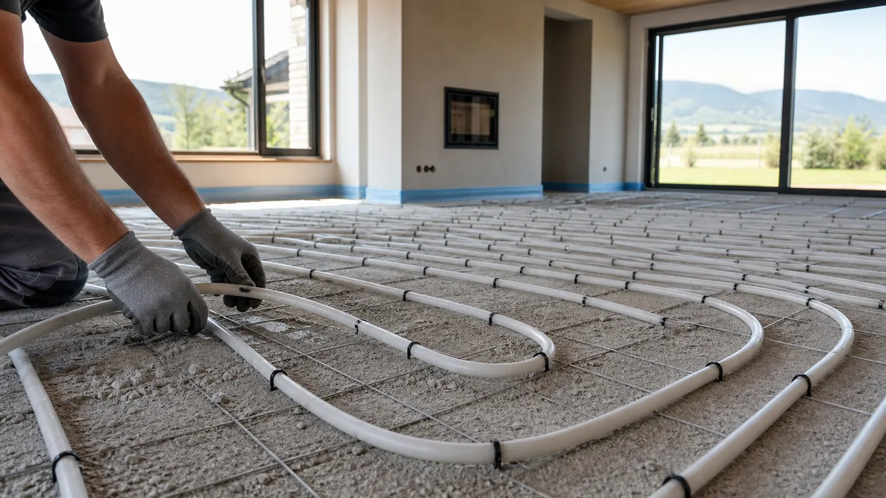 Montáž vodného podlahového kúrenia v rodinnom dome pred dokončením podlahy