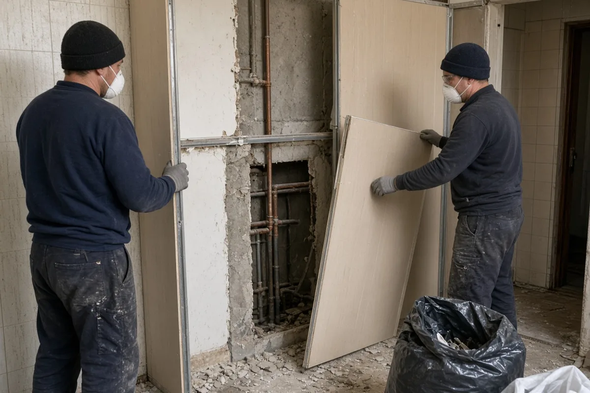 Demontáž starého umakartového jadra a príprava panelovej konštrukcie